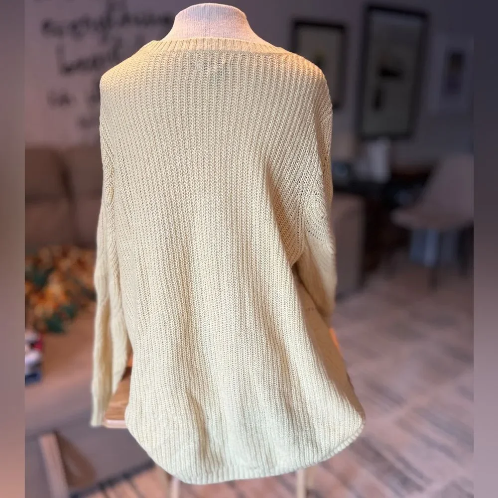 Sonoma Women's Yellow Crew Neck Sweater Summery XL
